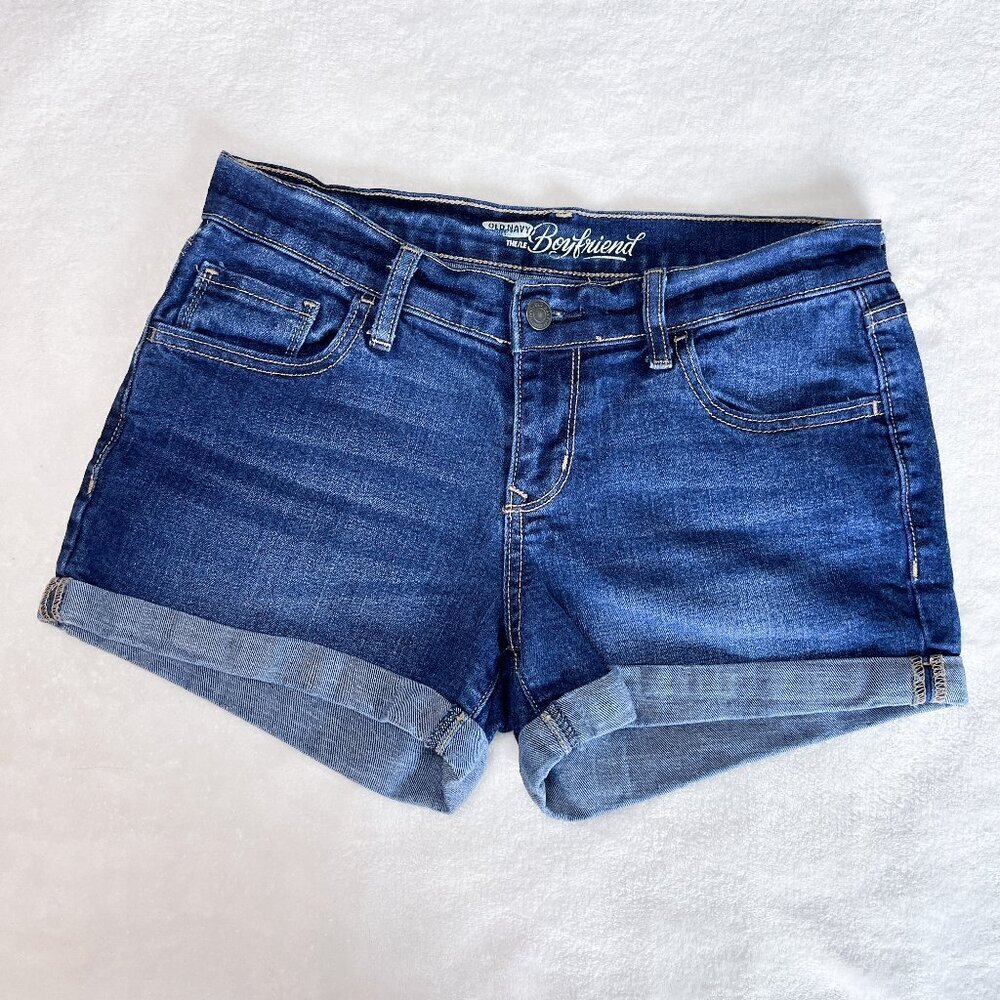 Old Navy Jean Shorts | 3" Inseam | Dark Wash | Size 2 | Boyfriend | Rolled Cuff